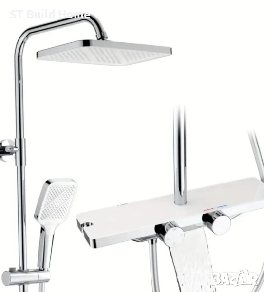 Душова система с термостат + стъклен рафт, снимка 1