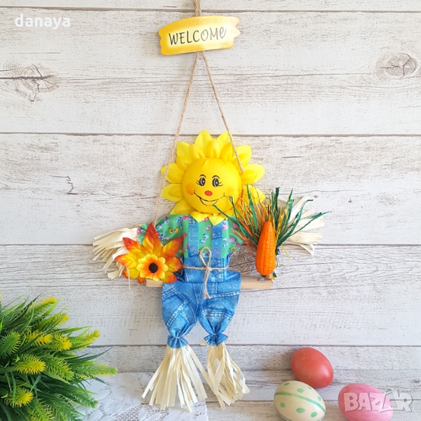 2749 Великденска украса Слънце на люлка с надпис Welcome, снимка 1