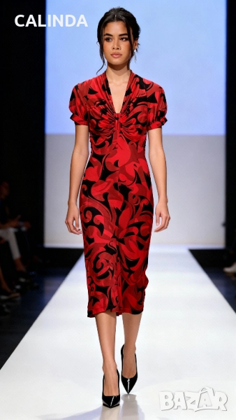 MANGO червена рокля по тялото, снимка 1