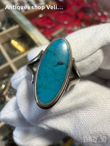 Дамски сребърен пръстен с тюркоаз №7598 , снимка 1