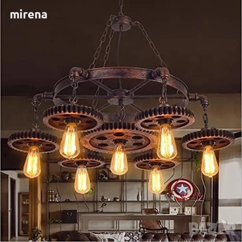 Висяща лампа Ретро полилей от ковано желязо Индустриална винтидж висяща лампа, снимка 1