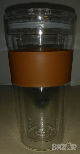 Стъклена чаша за кафе/чай с двойни стени, снимка 1