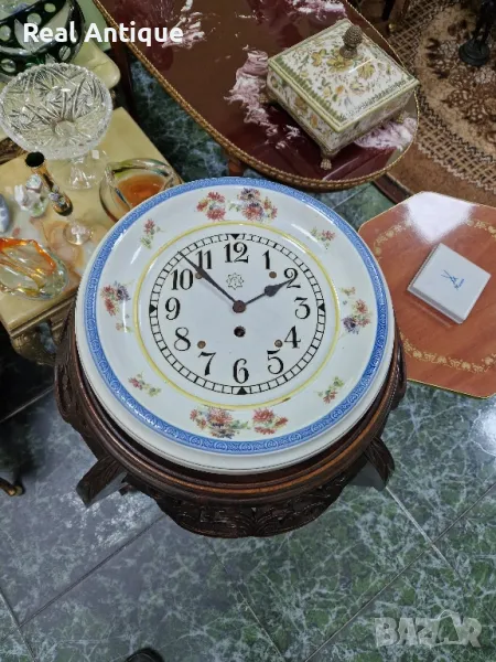 Прекрасен рядък антикварен порцеланов часовник Junghans , снимка 1