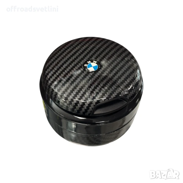 Луксозен пепелник BMW с LED светлина – карбон гланц дизайн за кола, снимка 1