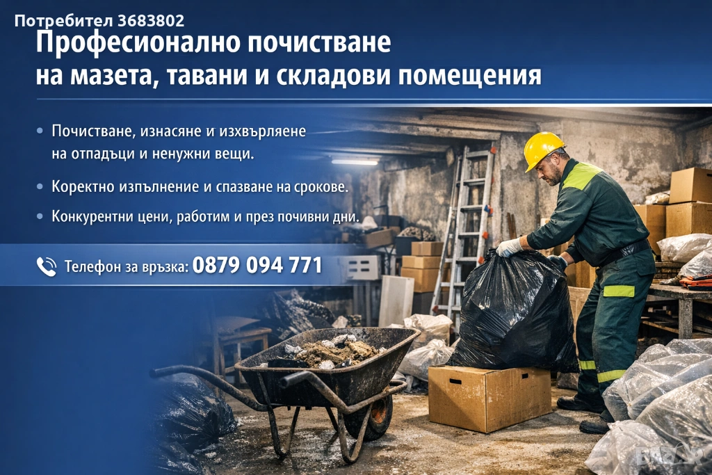 Професионално почистване на мазета, тавани и складови помещения, снимка 1