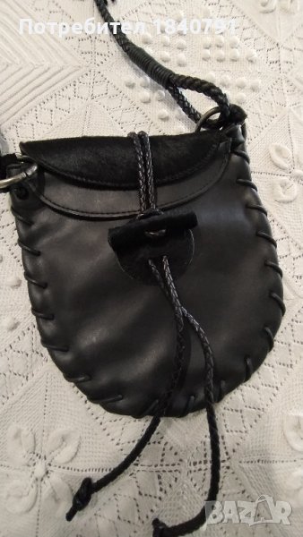 Малка черна кожена чанта кросбоди - Antonello Serio , снимка 1