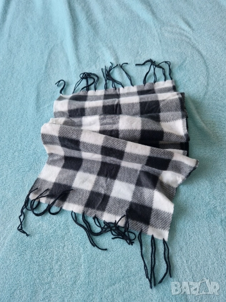 шал черно бяло каре 120х30, нов, подходящ за подарък , снимка 1