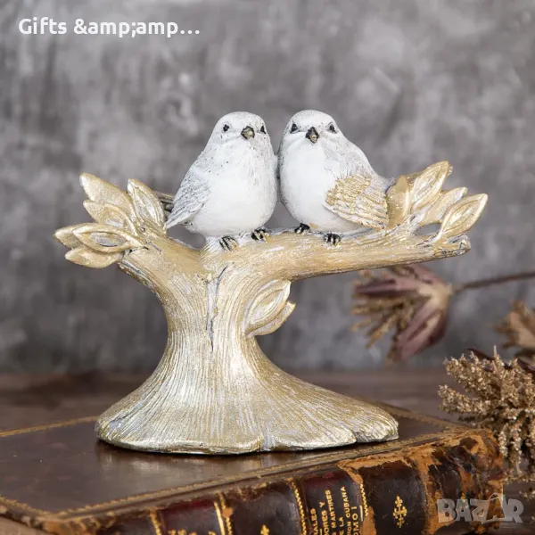 Декорация с Птици на дърво - от полирезин, снимка 1