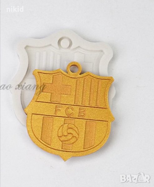 FCB ФК Барселона Barcelona футболен отбор лого значка силиконов молд форма фондан шоколад смола, снимка 1