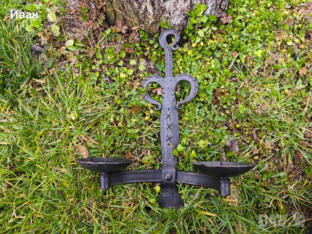 ръчно кован меден свещник , снимка 9 - Антикварни и старинни предмети - 53783979