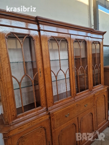 Античен Сет- Масивна Витрина с Писалище,Скрин и Маса+6 бр.Стола-внос от Германия!, снимка 7 - Витрини - 52882467