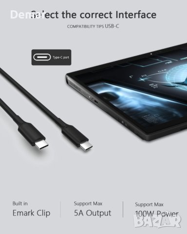 100W USB C зарядно за лаптоп MacBook Lenovo Asus Dell HP Samsung Acer , снимка 7 - UPS захранвания - 41760602