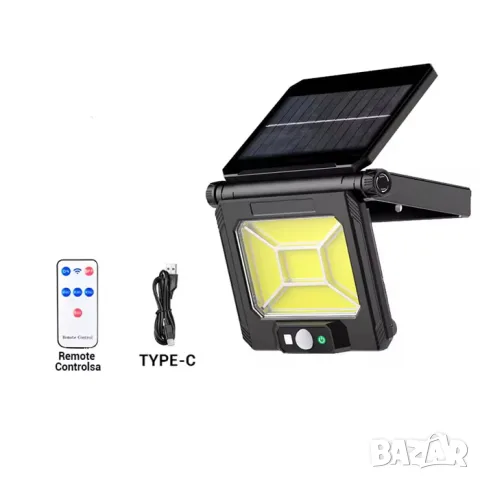 Соларен LED прожектор 50W със сензор и дистанционно