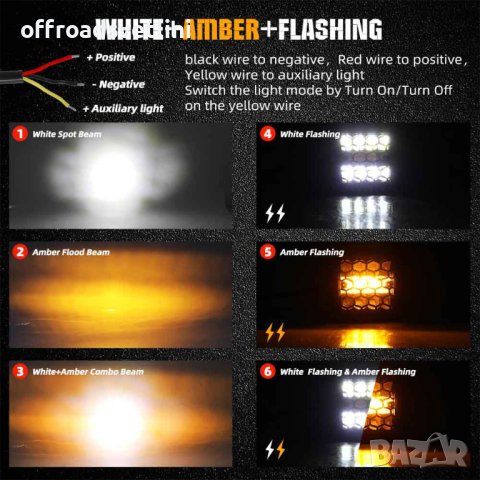 2 БРОЯ х 96W LED Фарове за вграждане + Окабеляване с бутон, снимка 5 - Аксесоари и консумативи - 41954244