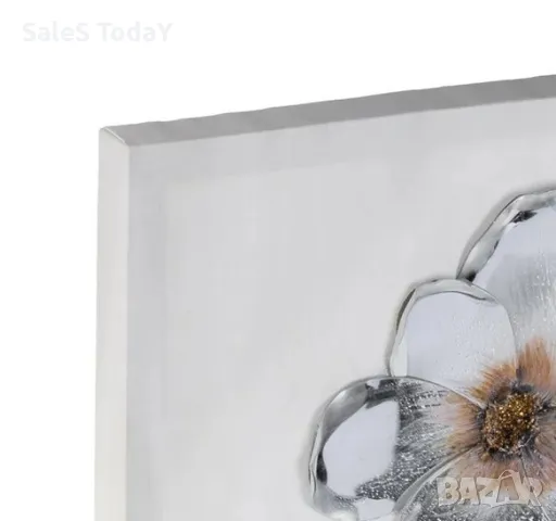 Картина Цветя 3D, метални детайли, 60x60см , снимка 4 - Картини - 49217241