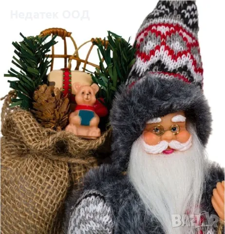 Коледна, Декоративна, Висяща, Фигура, Дядо Коледа, Сив, 25 см, снимка 2 - Декорация за дома - 48063552