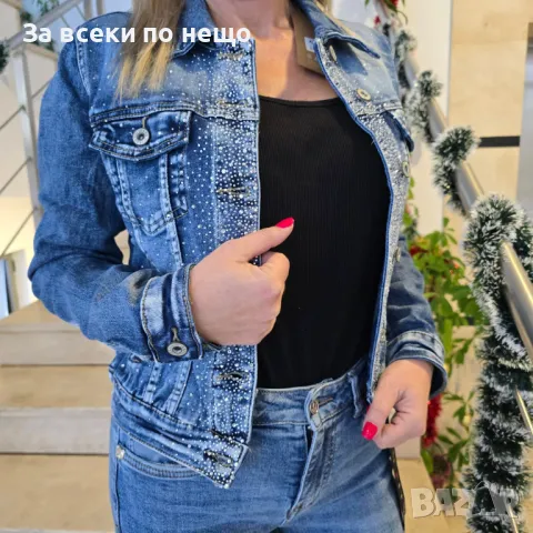 Дамски Син Дънков Комплект - Дънково Яке и Дънки, снимка 2 - Комплекти - 48553868