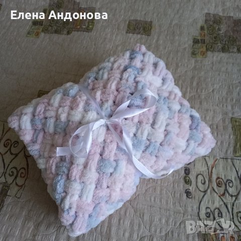 Меки плетени одеялца от прежда Ализе пуфи, снимка 2 - Спално бельо и завивки - 38389917