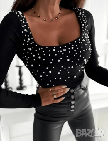 блузи с перли , снимка 2 - Блузи с дълъг ръкав и пуловери - 51319199