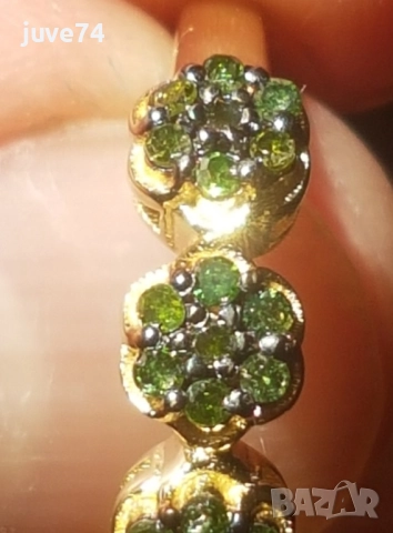 СРЕБЪРЕН ПРЪСТЕН С ЕСТЕСТВЕНИ ЗЕЛЕНИ ДИАМАНТИ СЕРТИФИКАТ