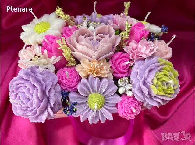 Ръчно изработени букети от соеви свещи, снимка 4 - Декорация - 50027159