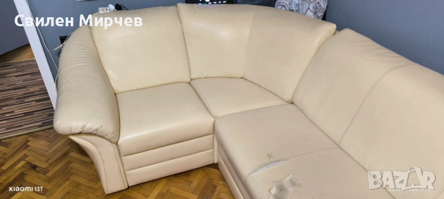 Ъглов диван еко-кожа-за ремонт (претапициране), снимка 3 - Дивани и мека мебел - 53159292