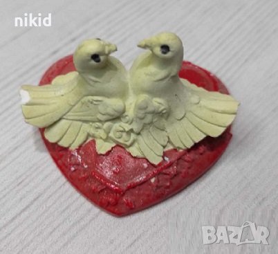 3d 2 гълъба гълъбчета гълъби гълъб върху сърце силиконов молд форма фондан гипс 