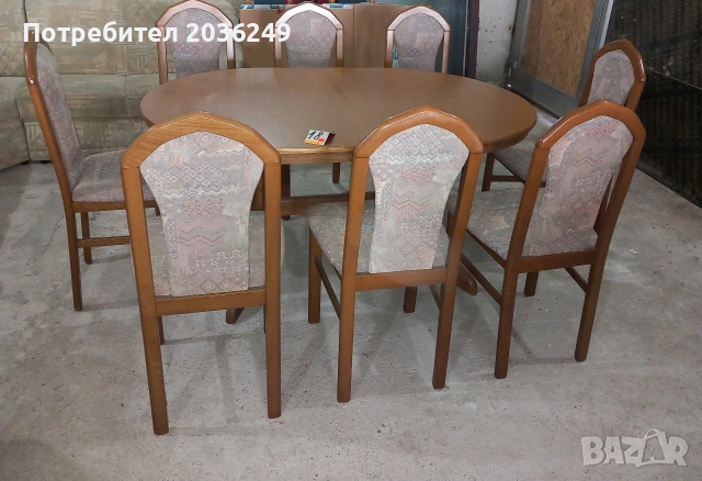 Комплект масивна разтегателна маса с 8 стола, снимка 2 - Маси - 53679290