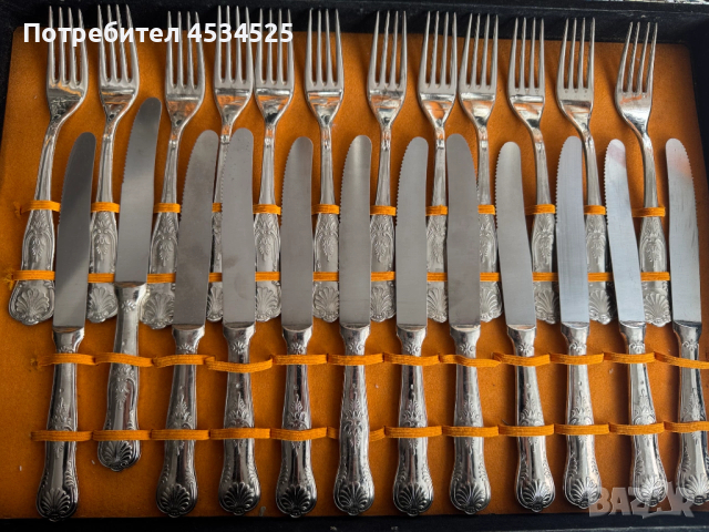Италиански посребрен комплект прибори за 12 човека (Argenteria Professional, 51 части, 60–70 г.), снимка 2 - Антикварни и старинни предмети - 53572525