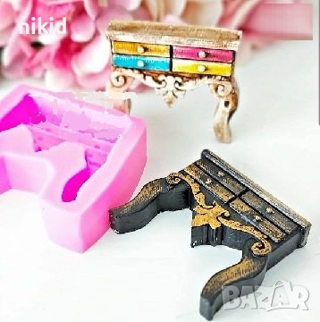 3d Маса с чекмеджета голяма силиконов молд форма калъп фондан гипс декор украса мебел мебели