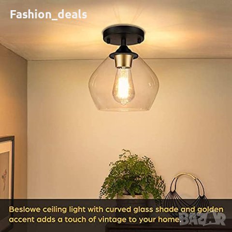 Нова Модерна таванна светлина с прозрачен стъклен нюанс/Дом Спалня Коридор, снимка 3 - Лампи за таван - 41445645