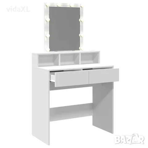 vidaXL Тоалетка с LED, бяла, 80x41x144,5 см, снимка 8 - Тоалетки - 56148137