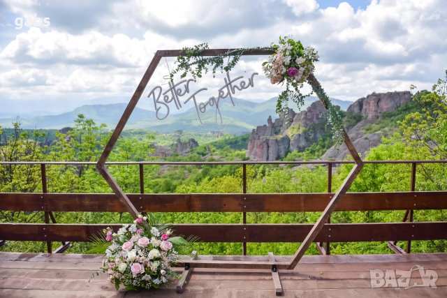 Дървени бохо сватбени арки под наем, снимка 2 - Други - 40272531