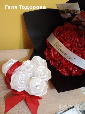 Букети от сатенени рози , снимка 11 - Изкуствени цветя - 49052734