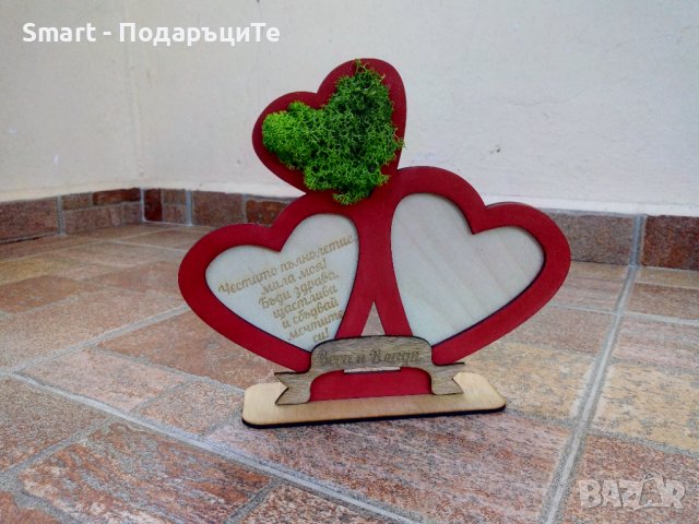 Подарък за годишнина - рамка с послание, имена и скандинавски мъх , снимка 4 - Романтични подаръци - 39487374