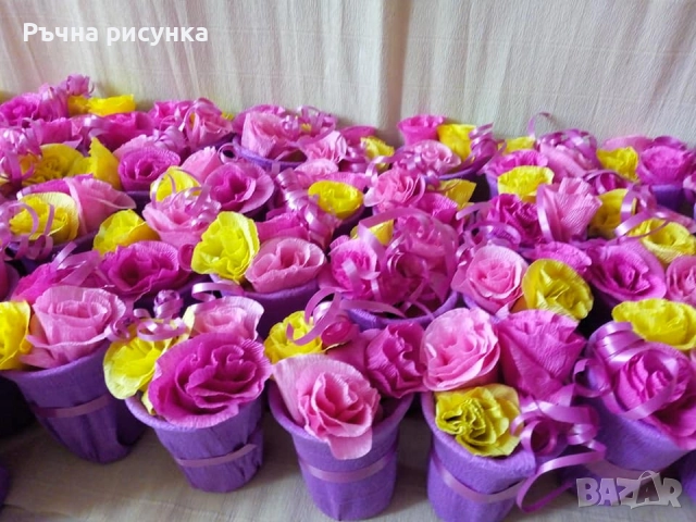 Ръчно изработени букетчета с цветя от хартия, снимка 10 - Декорация за дома - 42322419