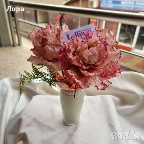 Декорирана ваза с ръчно рисувани цветя, снимка 2 - Декорация за дома - 51969907