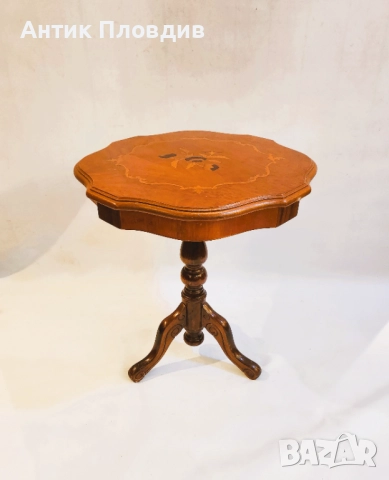 Помощна масичка с интарзия, снимка 2 - Маси - 52737354