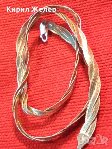 НЕЖНО ЛЕНТОВИДНО СРЕБЪРНО КОЛИЕ СРЕБРО 925 MADE in ITALY с БЯЛА ПОЗЛАТА - ЧАСТ от КОМПЛЕКТ 50139, снимка 14 - Колиета, медальони, синджири - 49378590