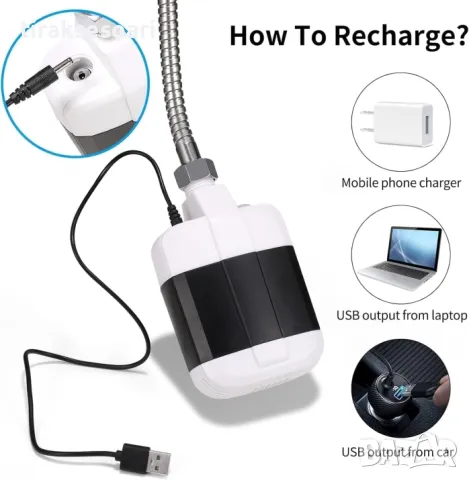 Преносим портативен душ с USB зареждане за къмпинг пътувания и градина, снимка 6 - Аксесоари и консумативи - 50129136