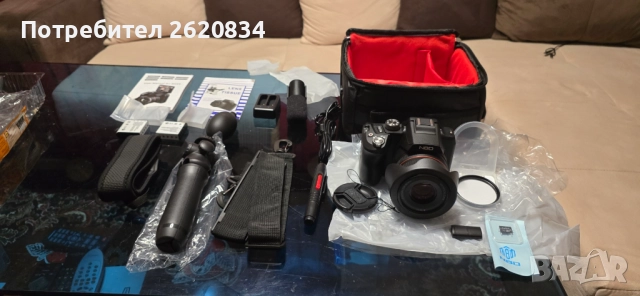 NBD Цифров фотоапарат, 5K, 3.0-инчова IPS матрица, 64MP, 32GB SD карта, 16x оптично увеличение 