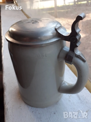 Стара немска колекционерска халба с капак керамика 1964г, снимка 5 - Антикварни и старинни предмети - 53444489