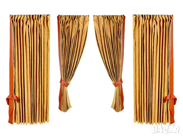 Пердета за камион 4 части бежово и кафяво – комплект за челно стъкло и странични, снимка 2 - Аксесоари и консумативи - 53708014