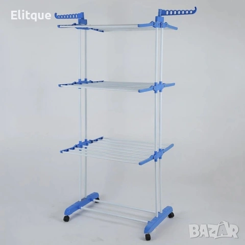 Сгъваем сушилник за дрехи на колелца – практична стойка за сушене на пране, снимка 7 - Сушилници - 53005112