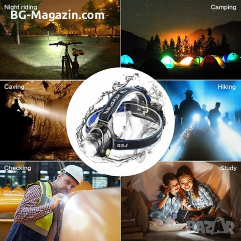 Презареждащ се LED челник за глава със сензор лед фенер за риболов бягане каска къмпинг палатка, снимка 11 - Къмпинг осветление - 50938410