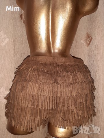 Liver.island  S/M Кафеви велурени къси панталонки с ресни , снимка 3 - Къси панталони и бермуди - 39133149