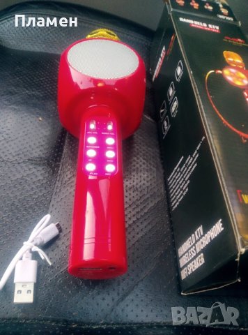 Bluetooth Безжичен - караоке микрофон с вграден говорител USB флашка - Слот за SD, снимка 3 - Микрофони - 44168432