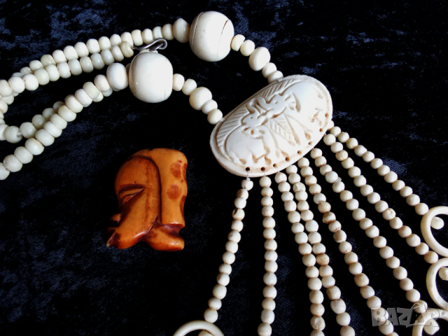 Слонова кост - медальон , амулет , висулка , колие, снимка 6 - Антикварни и старинни предмети - 44688500