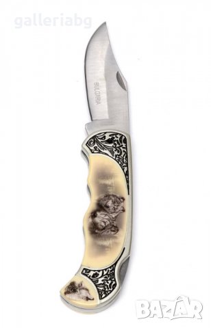 Джобен нож с изображение на Вълк, снимка 3 - Ножове - 40082543