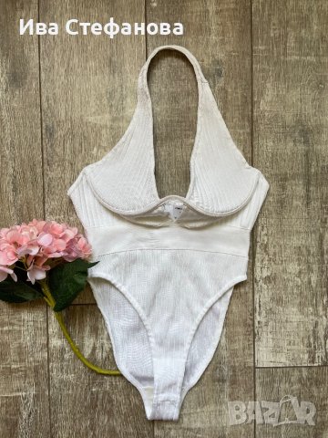 Ново с етикет хигиена лепенка луксозно парти елегантно официално бяло бандажно боди , снимка 12 - Бански костюми - 41773251